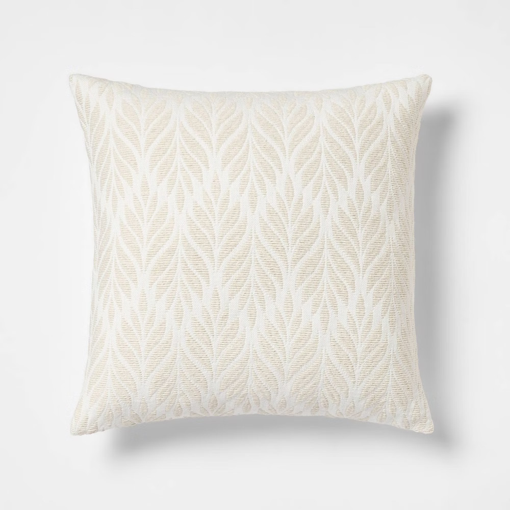Woven Botanical Square Throw Pillow Cream - Threshold | Target