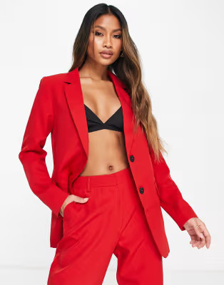 Vila - Blazer d'ensemble de taille oversize et ajusté - Rouge | ASOS (Global)