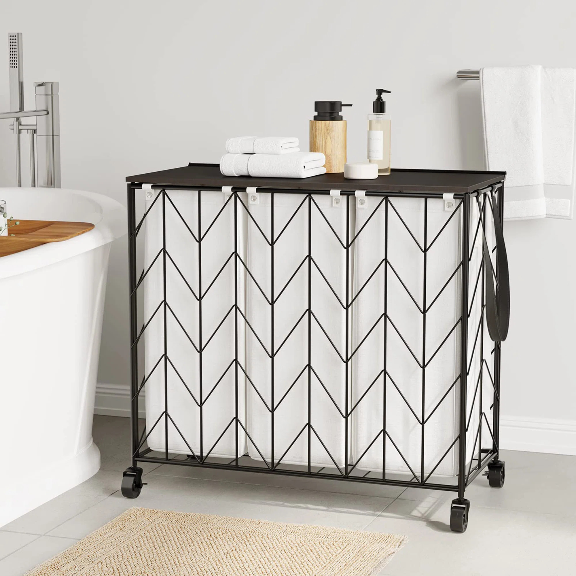 142L Laundry Hamper 3 Section with Lid | Wayfair North America