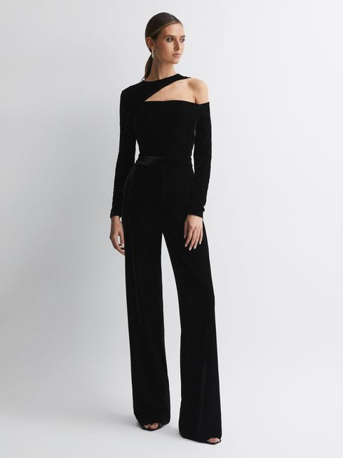 Velvet Off-The-Shoulder Jumpsuit | Reiss UK