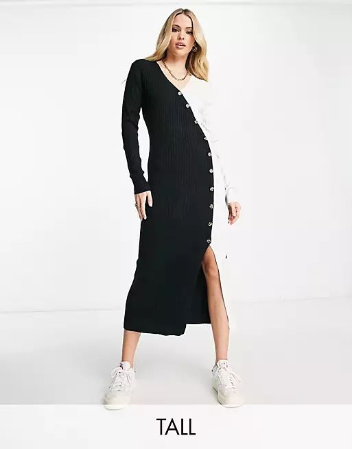 River Island Tall wrap button detail knitted midi dress in multi | ASOS (Global)