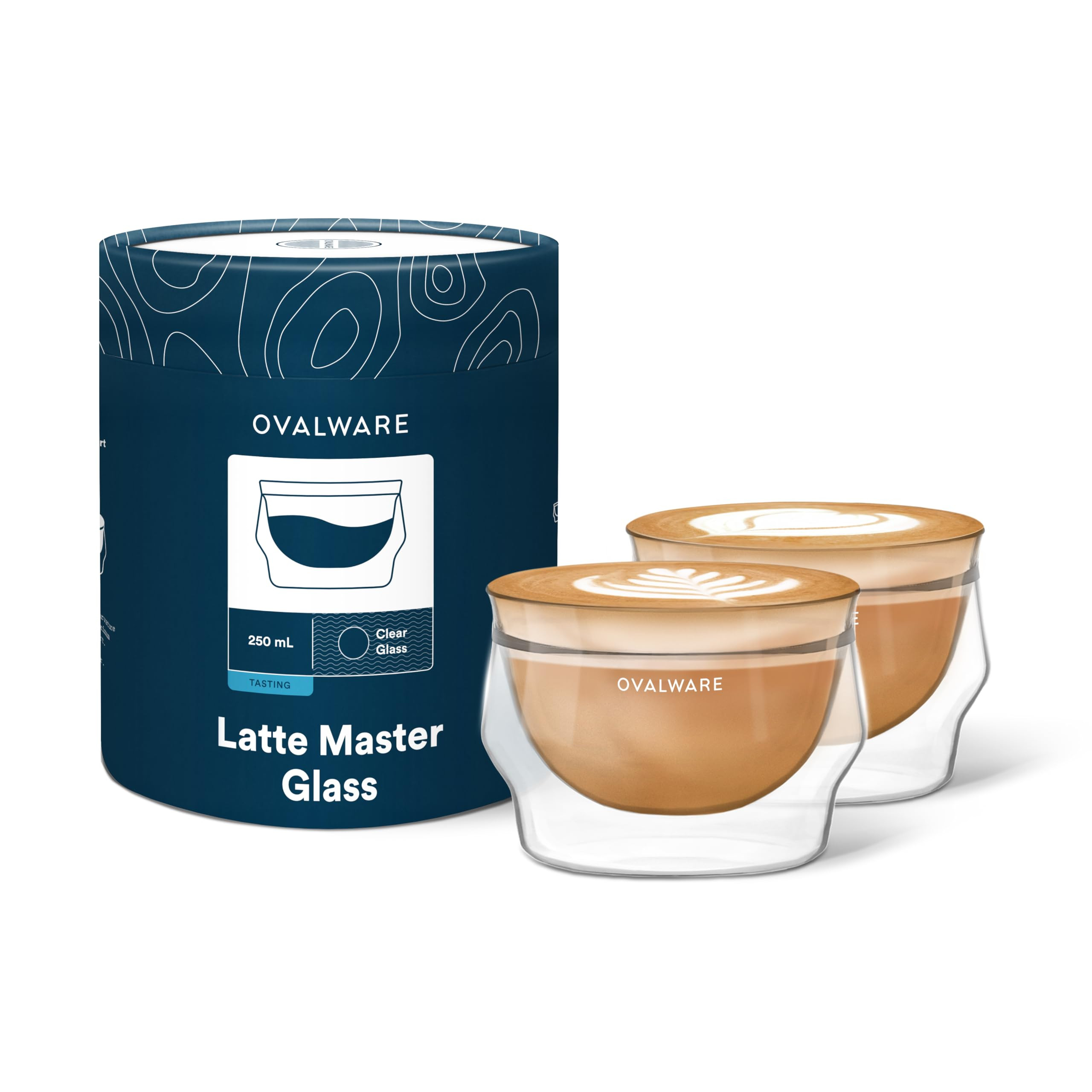 ovalware 8.5oz Double Wall Latte Cups, Latte Set of 2 - Double Wall Glasses for Cold & Hot Drink,... | Amazon (US)