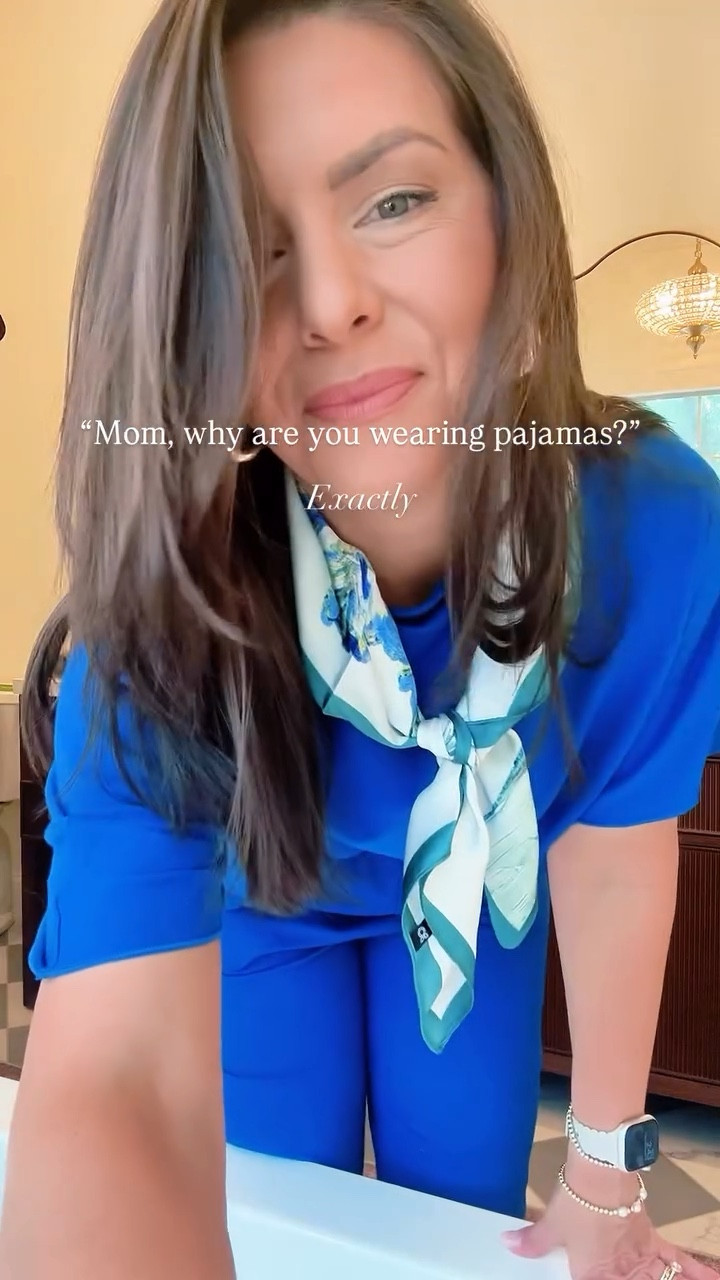 “Mom, why are you wearing pajamas?” Exactly! 

Wearing a small!