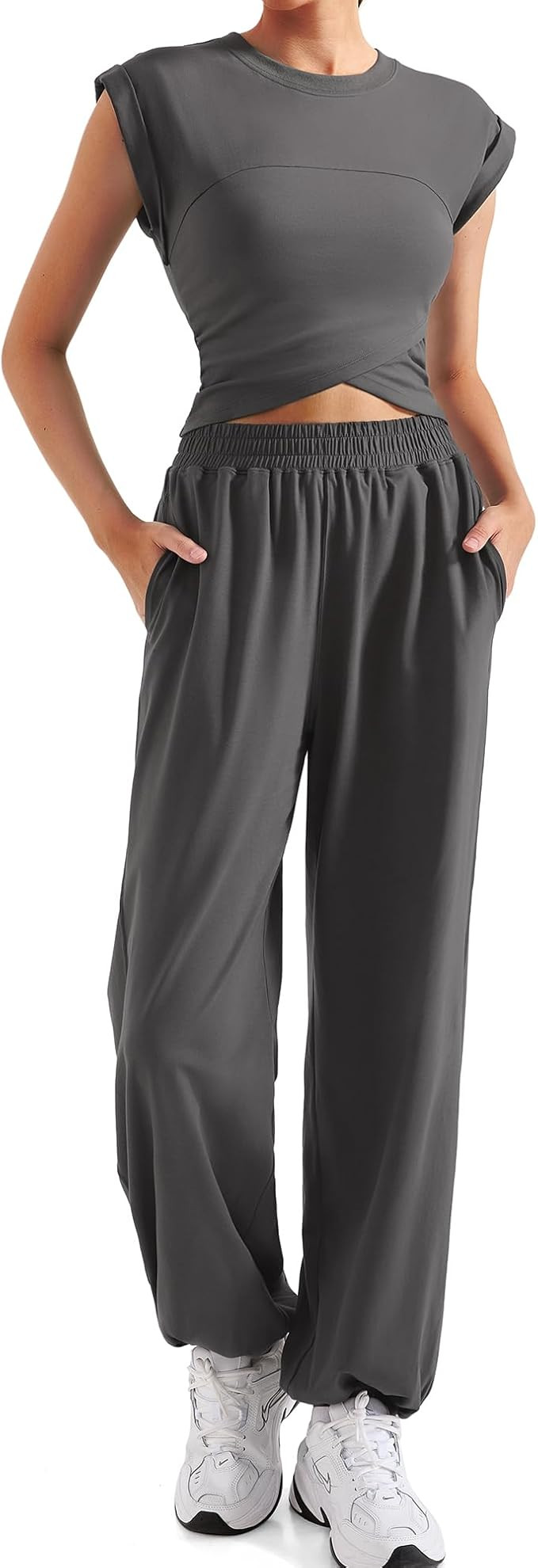 SUUKSESS Women 2 Piece Matching Lounge Workout Sets Outfits Sleeveless Cropped Tops Summer High W... | Amazon (US)