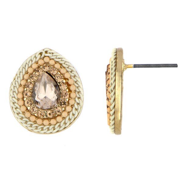 Pink Beaded Pear Shape Stud Earrings | Bed Bath & Beyond