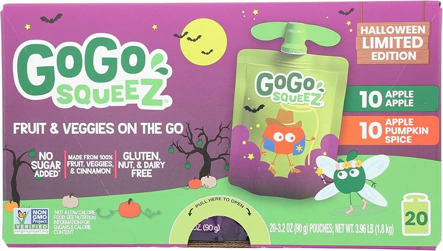 Gogo Squeez, Fruit Veggie Pouches Halloween Edition, 64 Ounce | Amazon (US)
