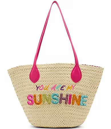 Betsey Johnson Sunshine Woven Straw Tote Bag - Natural Multi | Dillard's
