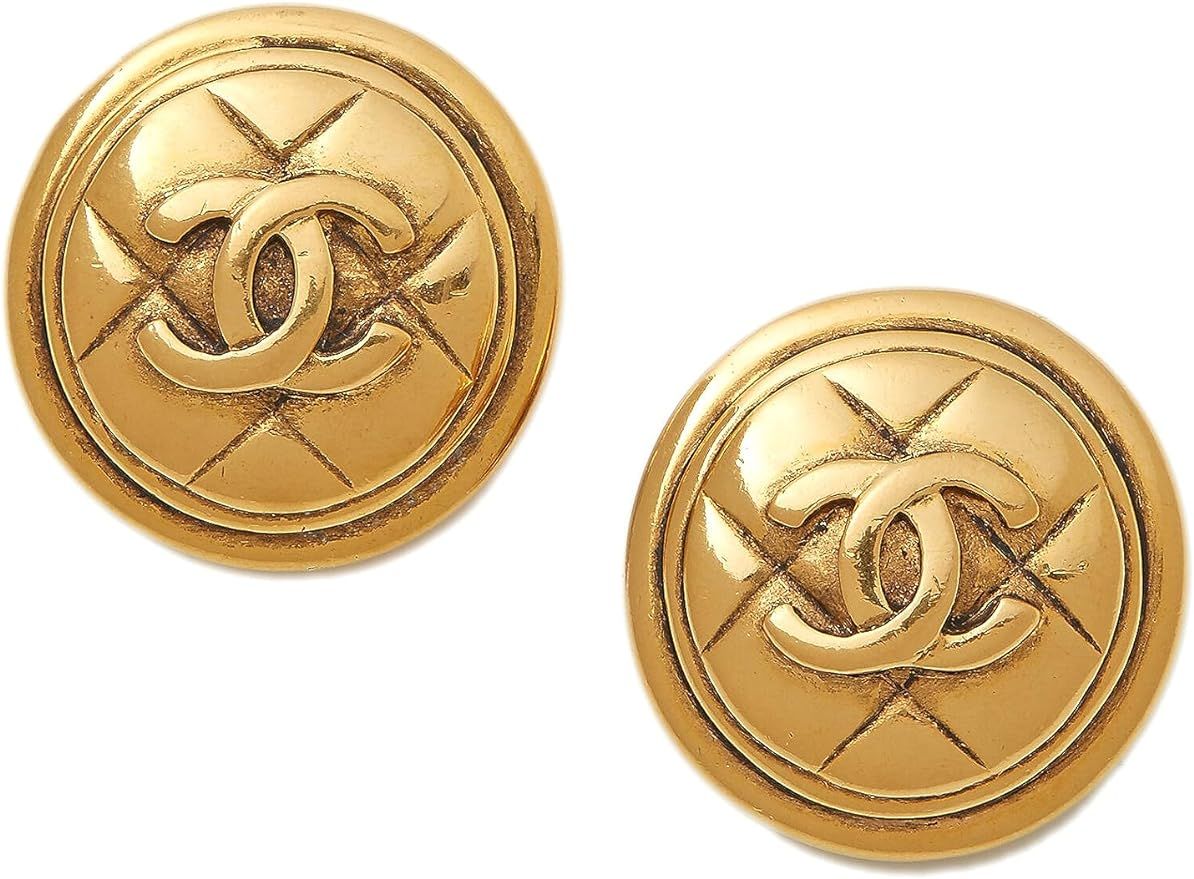 Amazon.com: Chanel, Pre-Loved Gold Quilted Round Earrings, Gold : Luxury Stores | Amazon (US)