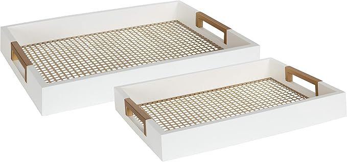 Kate and Laurel Hanneli Modern Glam Set of 2 Decorative Wood Nesting Trays with White Finish and ... | Amazon (US)