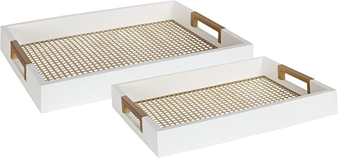 Kate and Laurel Hanneli Modern Glam Set of 2 Decorative Wood Nesting Trays with White Finish and ... | Amazon (US)