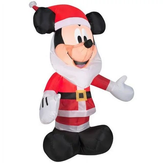 Mickey Mouse with Santa Beard Airblown Christmas Decoration | Walmart (US)