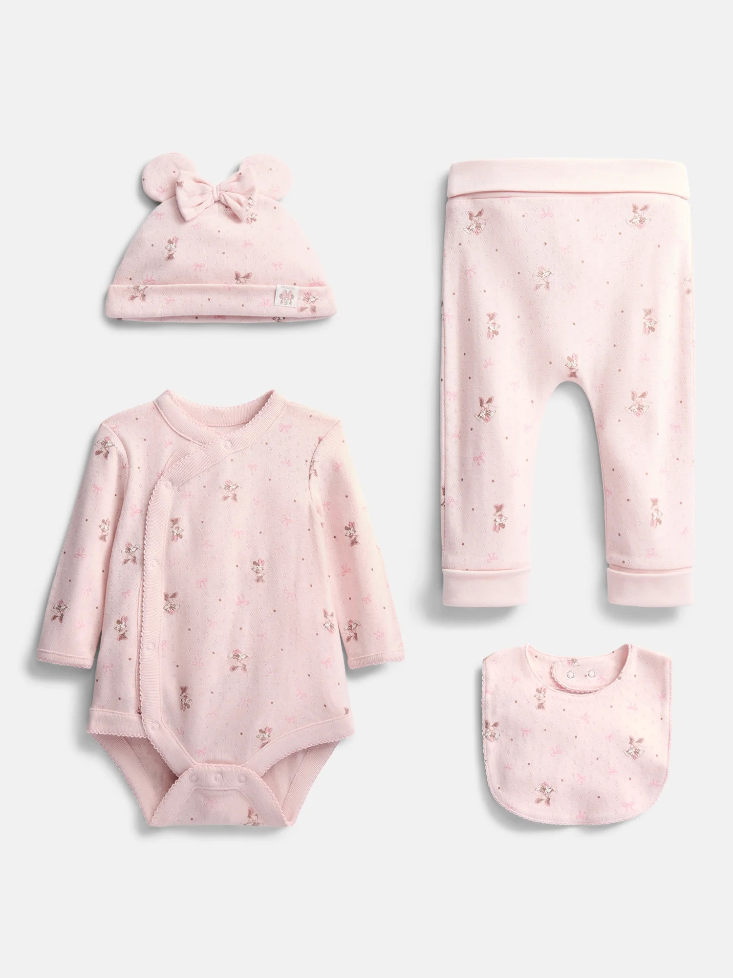 Disney Minnie Mouse Unisex Baby Allover Print Take Me Home Layette Outfit Set, 4-Piece, Sizes Pre... | Walmart (US)