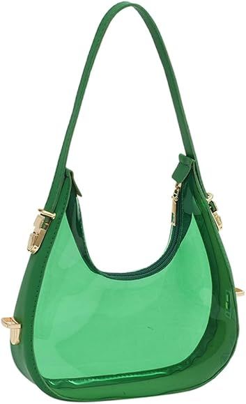 Clear Shoulder Bag for Women Fashion Cresent Tote Handbag Y2K Sling Bag Cute Hobo Bag Purse | Amazon (US)