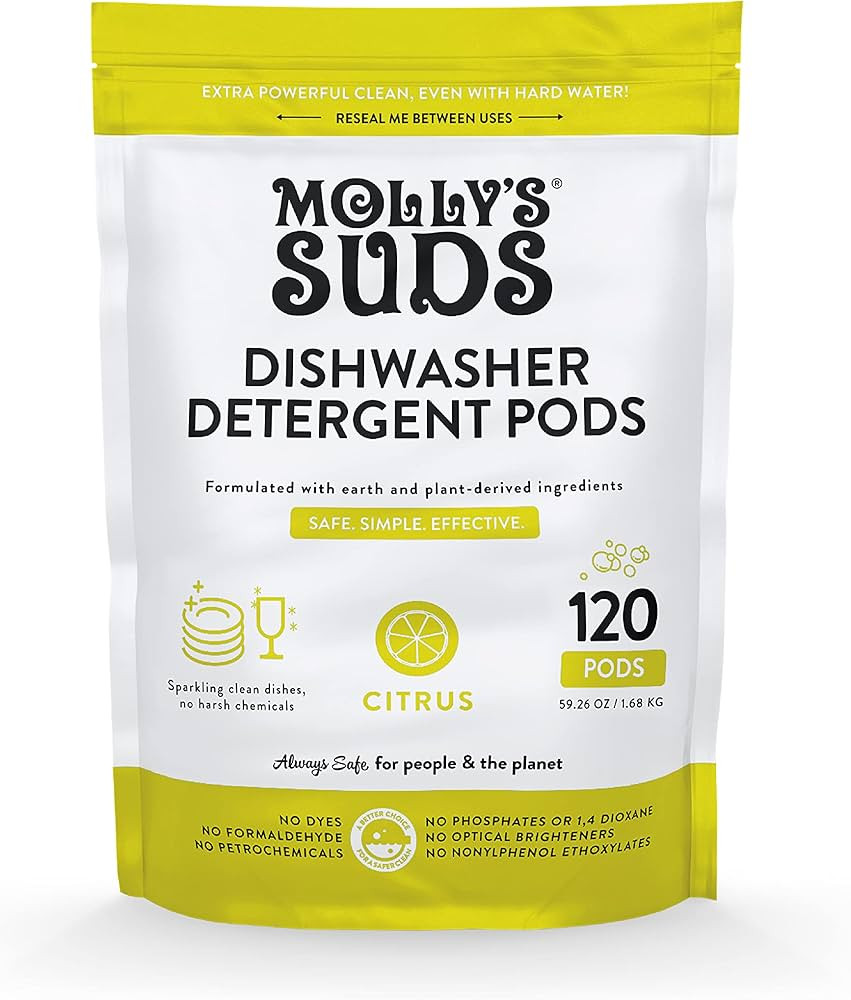 Molly's Suds Dishwasher Pods | Natural Dishwasher Detergent, Cuts Grease & Rinses Clean (Residue-... | Amazon (US)