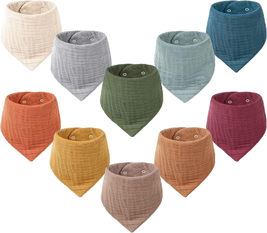 Konssy Muslin Baby Bibs 10 Pack Baby Bandana Drool Bibs 100% Cotton for Unisex Boys Girls | Amazon (US)
