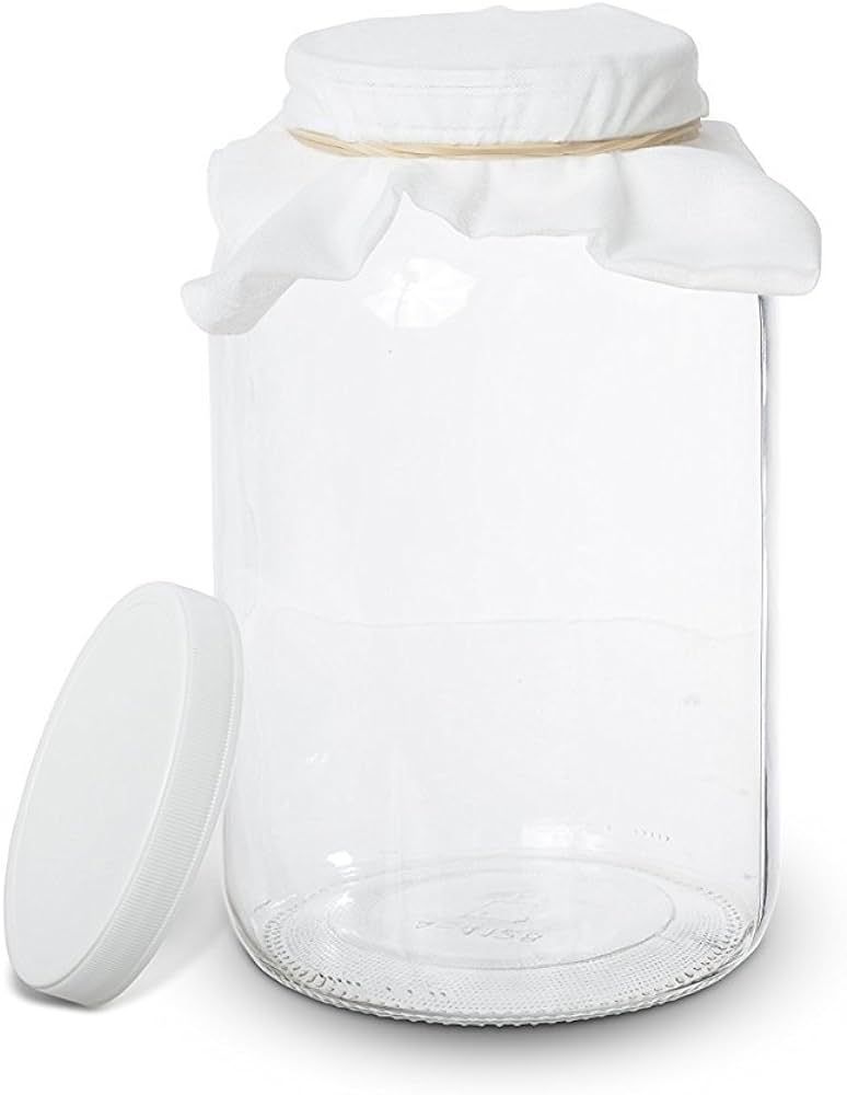 1 Gallon Glass Kombucha Jar - Home Brewing and Fermenting Kit with Cheesecloth Filter, Rubber Ban... | Amazon (US)