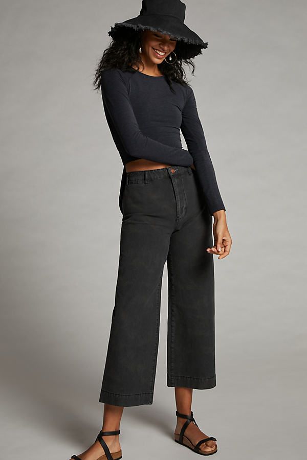 Pilcro James Cropped Wide-Leg Pants By Pilcro and the Letterpress in Black Size 31 P | Anthropologie (US)