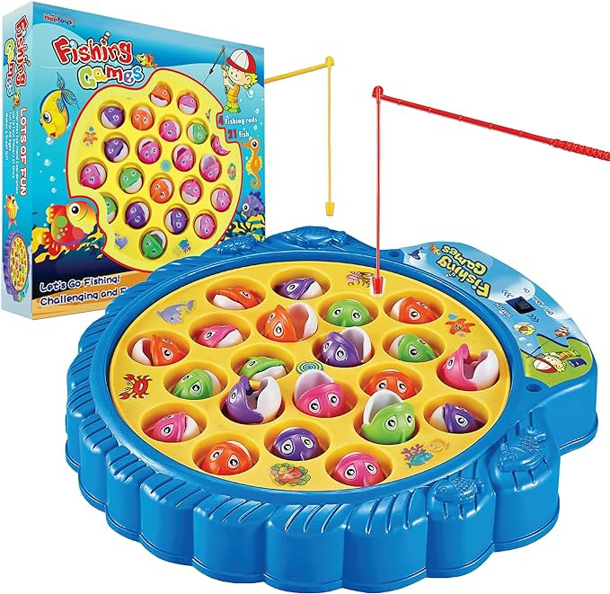 Haktoys Fishing Game for Kids & Toddlers – Battery-Operated Rotating Fishing Toy with 21 Fish, ... | Amazon (US)