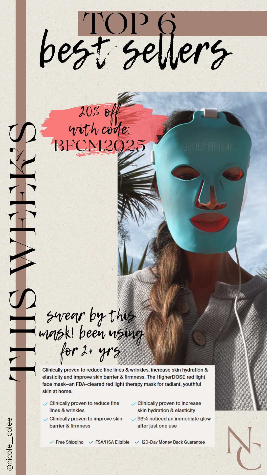 Your favorites from the week! I've had this mask for over 2 years and love it!  The best in the biz!

Gift Guide, red light mask, higher dose, nicole colee, infrared therapy, face mask, beauty gift, gift ideas, gift for her
 

 #LTKGiftGuide #LTKHoliday #LTKBeauty