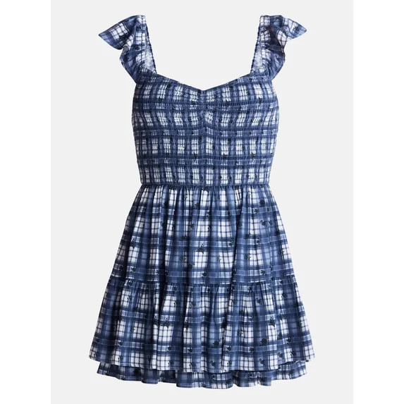 No Boundaries Smocked Romper with Flutter Sleeves, Women’s XXS-XXL | Walmart (US)