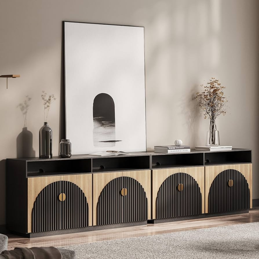 BELLEZE Stacked Set of 2 65" TV Stand & Entertainment Centers - Camel | Amazon (US)