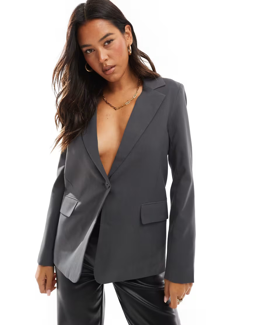 Pull&Bear oversized blazer in grey | ASOS (Global)