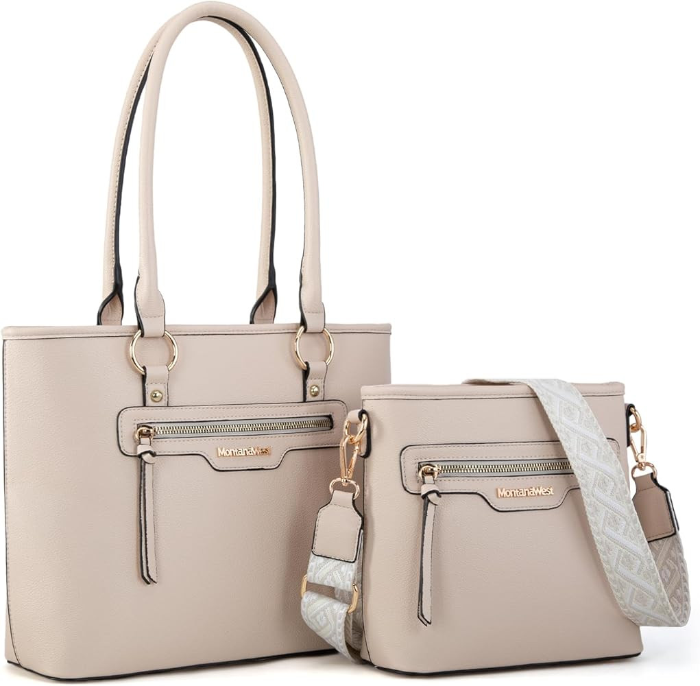 Montana West 2Pcs Handbags Sets for Women Large Tote Bags Cute Crossbody Purses | Amazon (US)