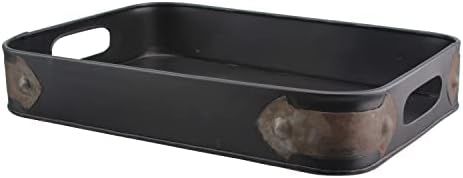 Stonebriar Rectangle Slate Metal Serving Tray with Rust Trim & Cutout Handles, Industrial Butler ... | Amazon (US)