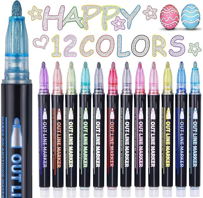 Easter Basket Stuffers, Outline Glitter Markers, Easter Basket Stuffers for Teens, Teen Girl Gift... | Amazon (US)