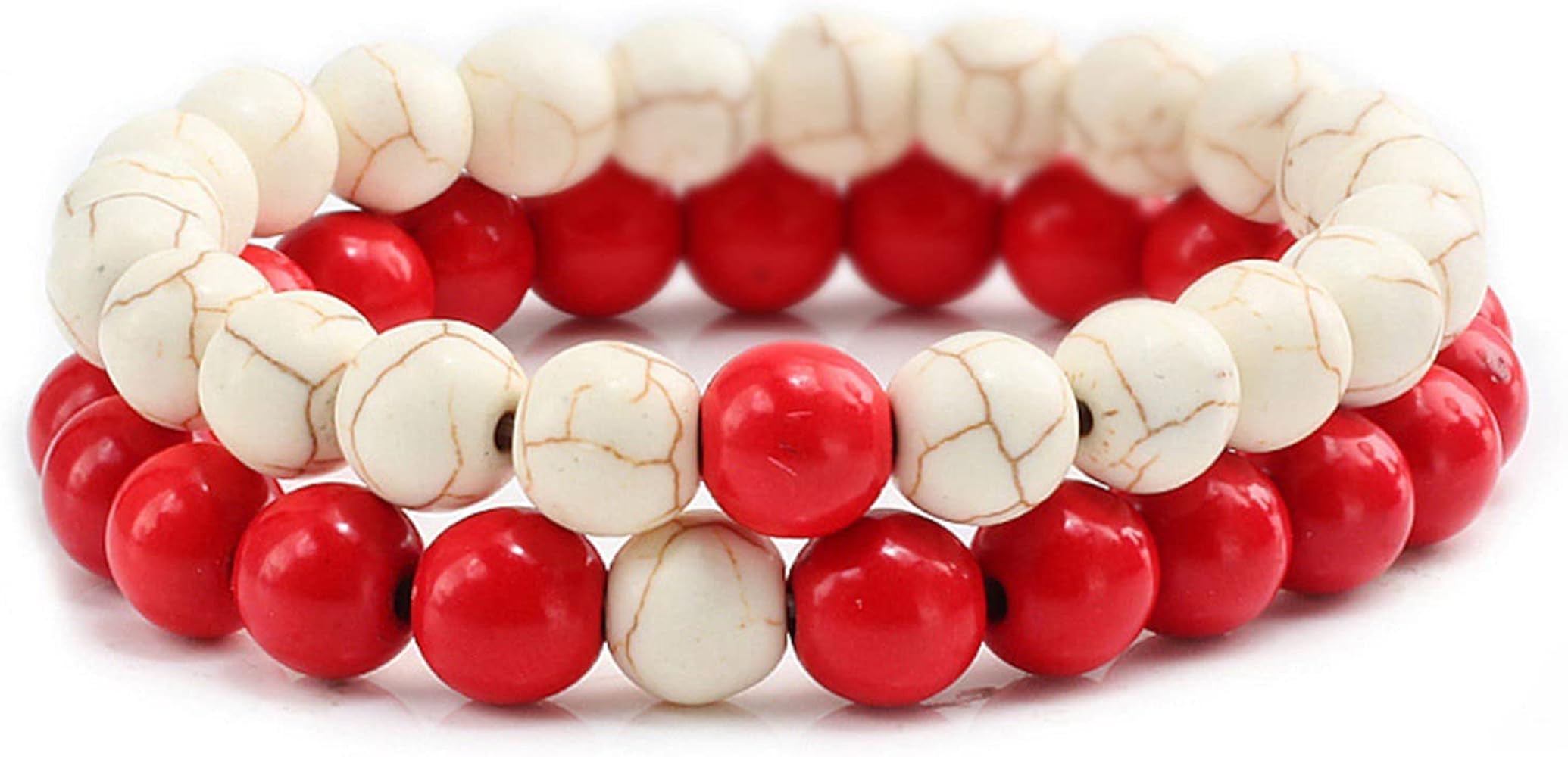 2Pcs Matte Lava Rock Volcanic Stone Beads Stretch Bracelet Stacking Frosted Gemstone Turquoise Se... | Amazon (US)