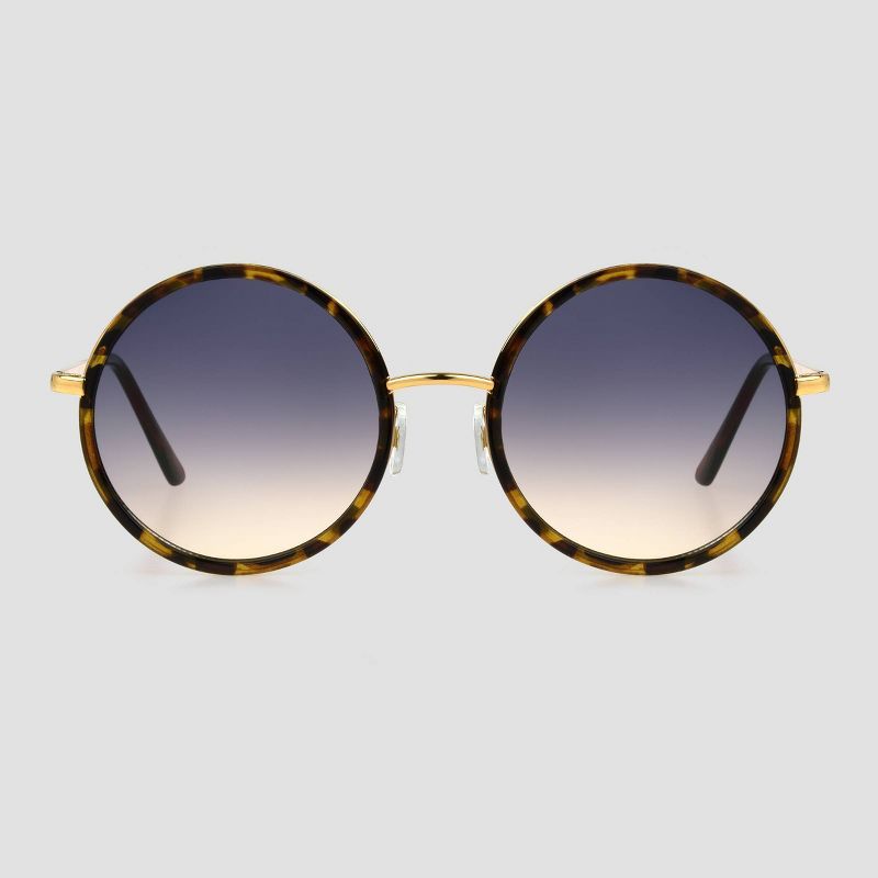 Women's Tortoise Shell Print Crystal Oversized Round Sunglasses - Universal Thread™ Brown | Target