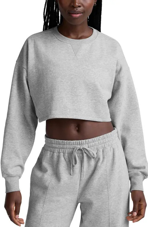 Beyond Yoga LuxeFleece Boxy Crop Sweatshirt in Light Heather Gray at Nordstrom, Size Large | Nordstrom