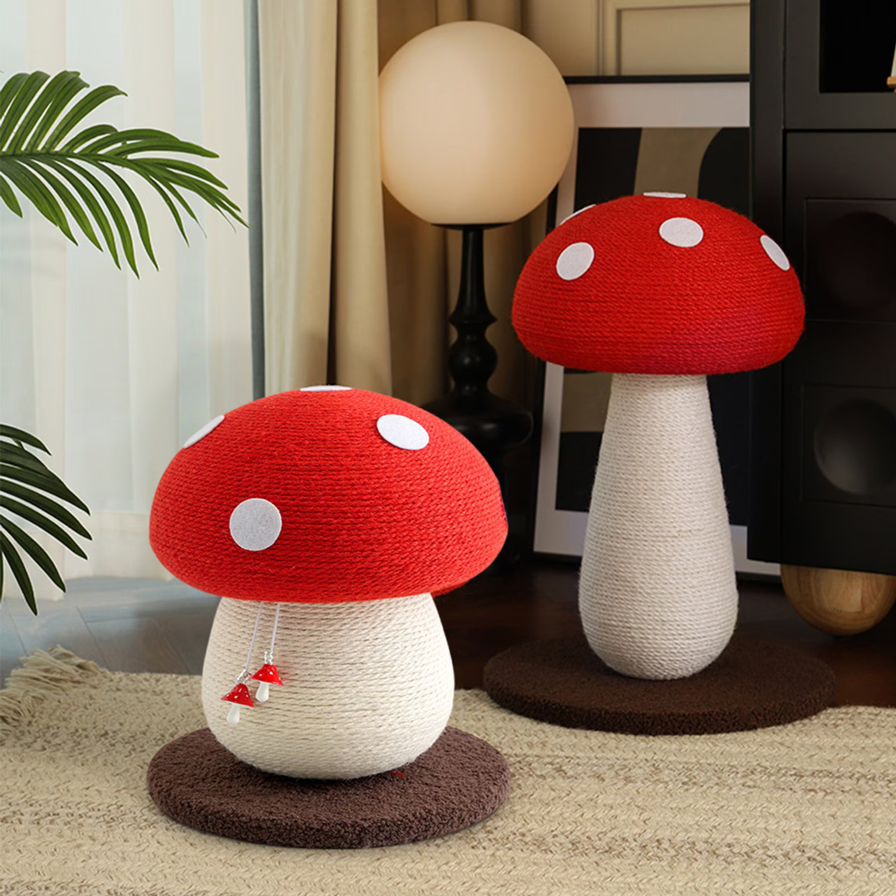 Happy & Polly Mushroom Sisal Cat Scratching Post, 2 count | Chewy