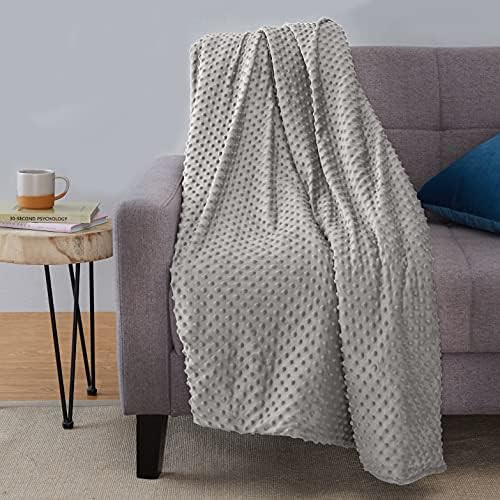 Amazon Basics Weighted Blanket with Minky Duvet Cover - 15lb, 48x72", Dark Grey/Grey | Amazon (US)