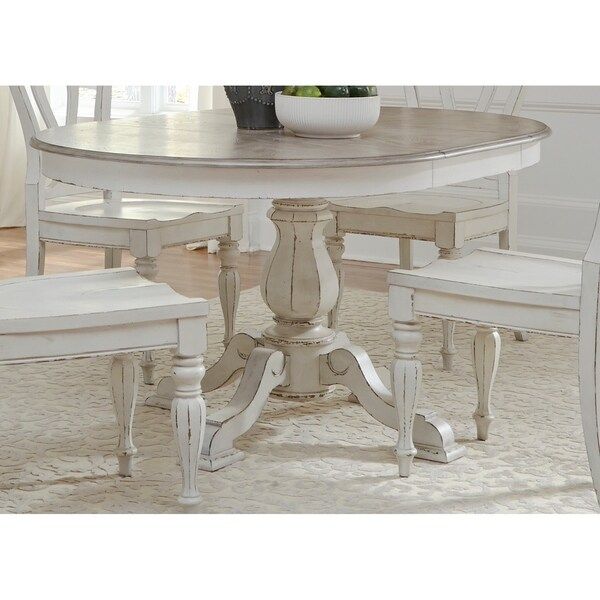Magnolia Manor Antique White Pedestal Table - Antique White | Bed Bath & Beyond