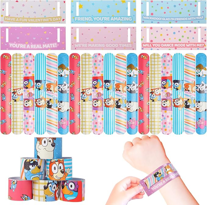 LP Valentines Day Gifts for Kids,24 Valentines Cards for Kids Classroom and 24 Slap Bracelet,Vale... | Amazon (US)
