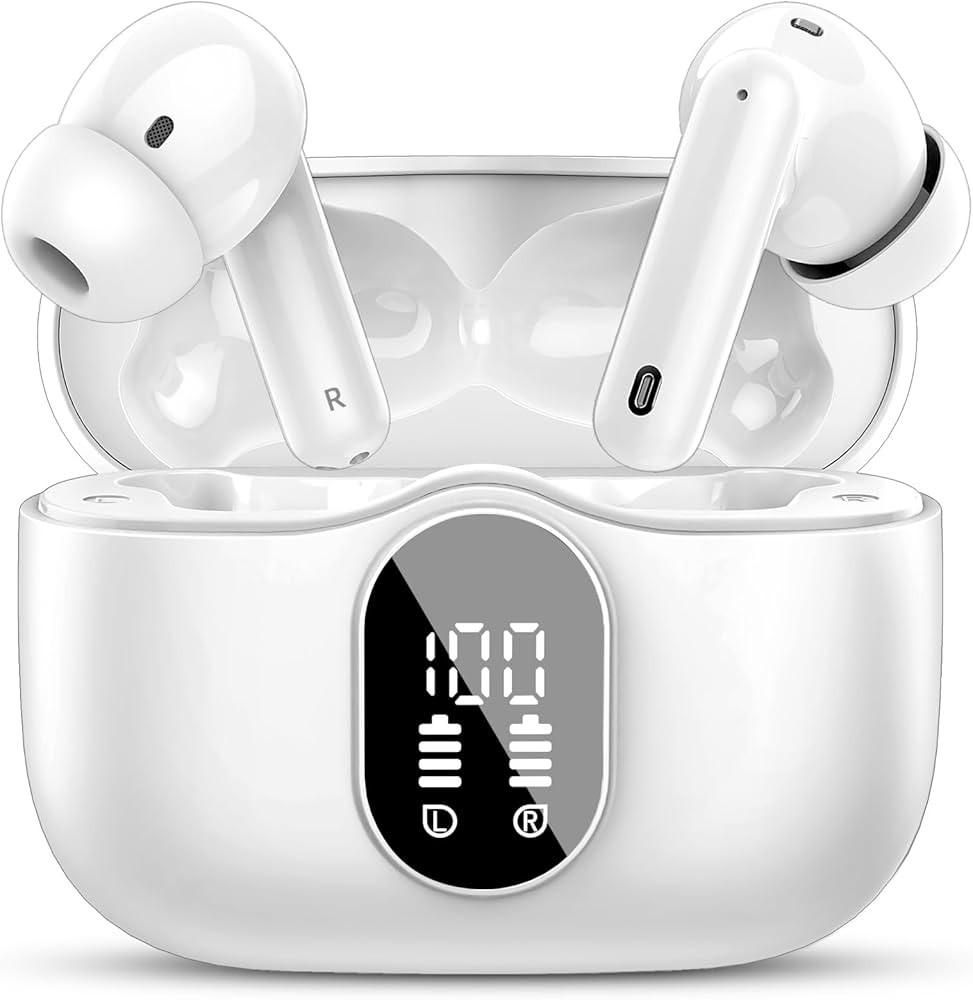 Wireless Earbuds Bluetooth 5.4 Headphones Bass Stereo Ear Buds with Noise Cancelling Mic LED Disp... | Amazon (US)