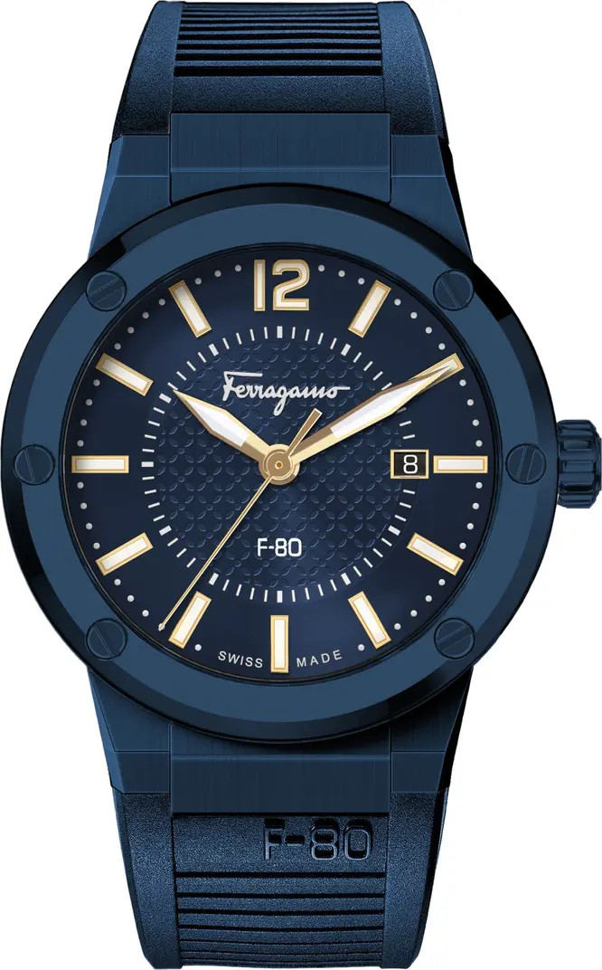 Salvatore Ferragamo Men's F-80 Silicone Strap Watch, 44mm | Nordstromrack | Nordstrom Rack