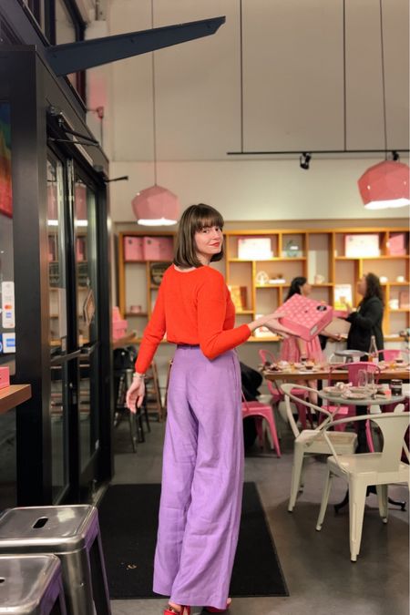 Valentine’s Day outfit
Sezane
Red and purple
Color blocking 