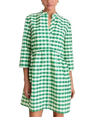Shiyifa Womens Summer Gingham Empire Waist Dresses V-Neck 3/4 Sleeve Midi Dress Sundress with Poc... | Amazon (US)