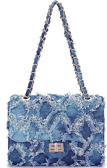 Women Small Shoulder Bags Quilted Crossbody Distressed Jean Denim Purse Evening Bag Clutch Handba... | Amazon (US)