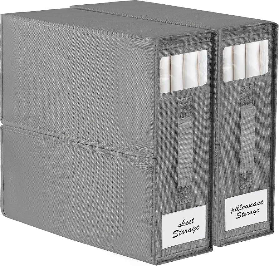 coastal rose 2-Pack Bed Sheet Organizer, Sheet Folder Organizer for Linen Closet, Sheet Cube Orga... | Amazon (US)