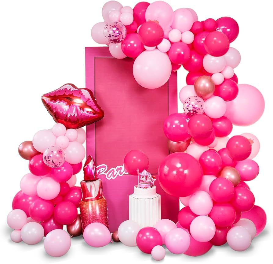 Amazon.com: SANERYI 147pcs Pink Balloon Garland Arch Kit for Girls Birthday Party Supplies Set Re... | Amazon (US)