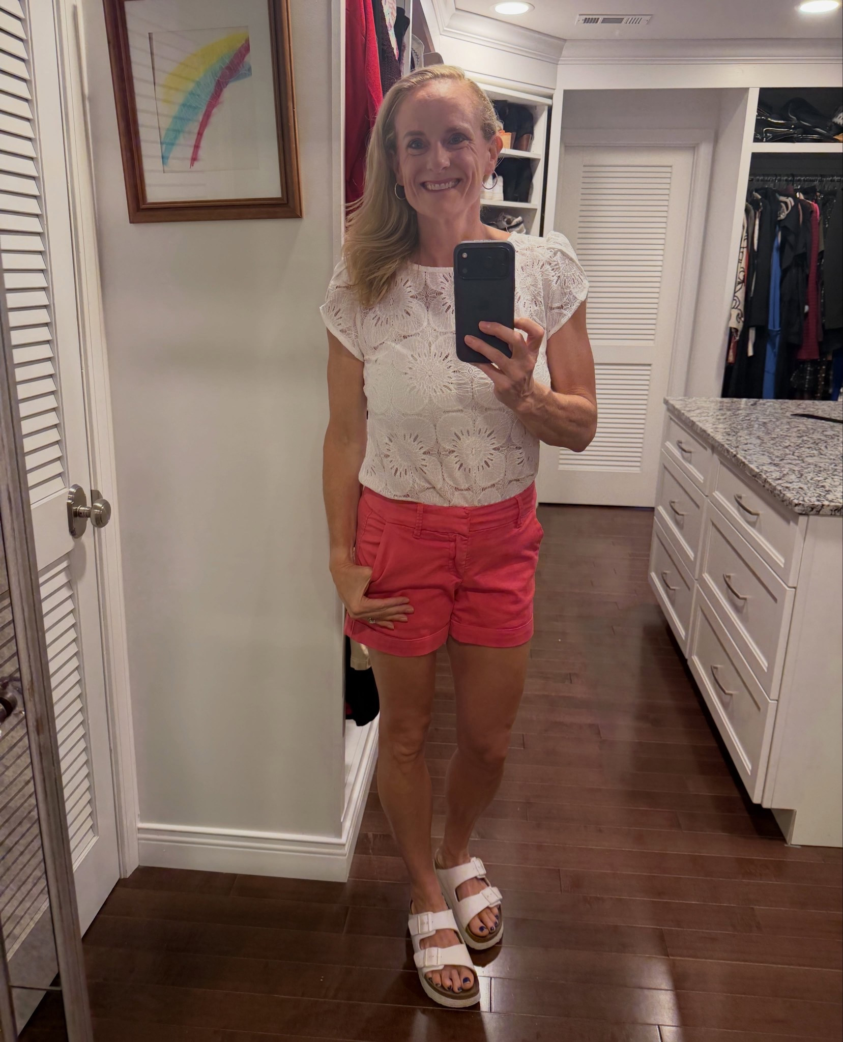 It’s a warm Indiana day… wearing my @dearjohndenim shorts with my @amazon top! And of course my fav @birkenstock sandals! #solesurvivorstyle #ootd #indianafashion #over40fashion
