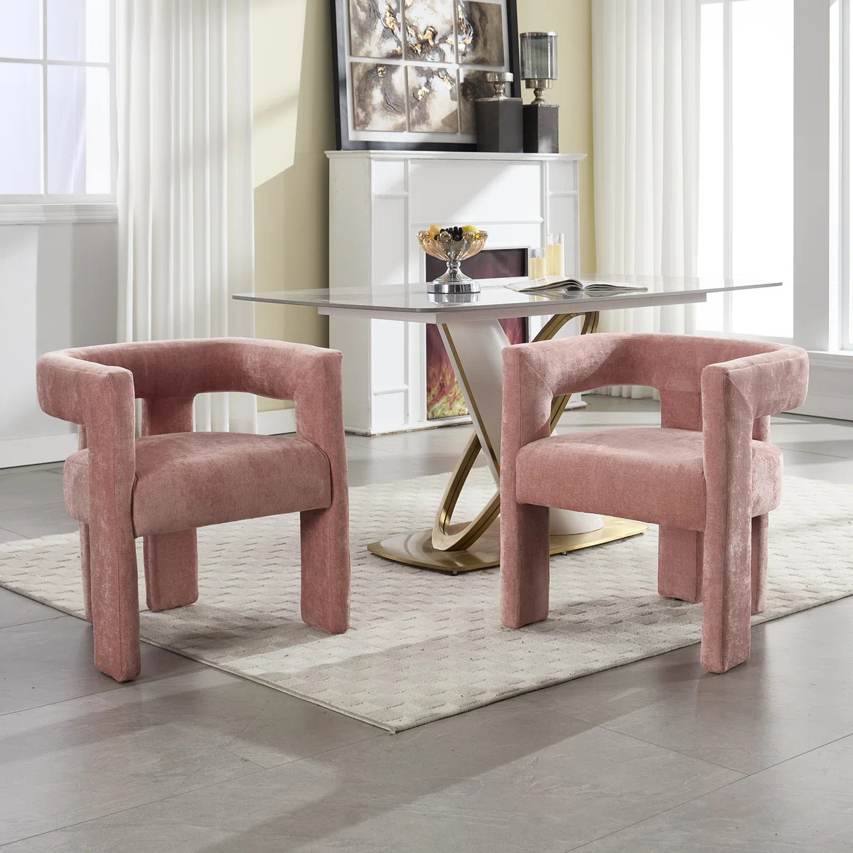 Latitude Run® Mohamed Chenille Upholstered Accent Chairs with Curved Armrests | Wayfair | Wayfair North America