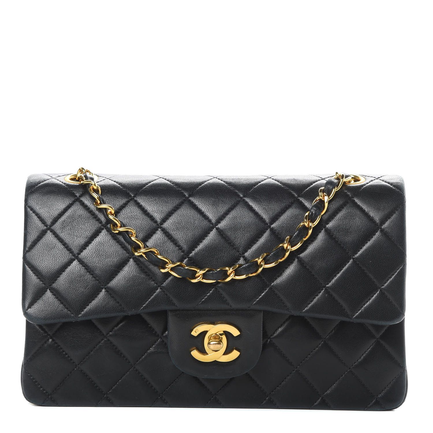 Lambskin Quilted Small Double Flap Black | Fashionphile