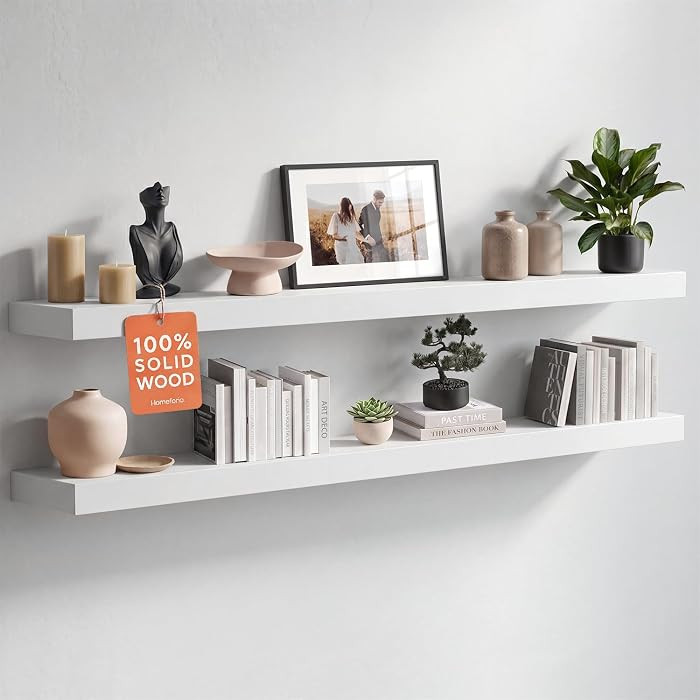 White Floating Shelf 48 inches, High End Solid Real Wood 48inch Long Floating Shelves for Wall Mo... | Amazon (US)