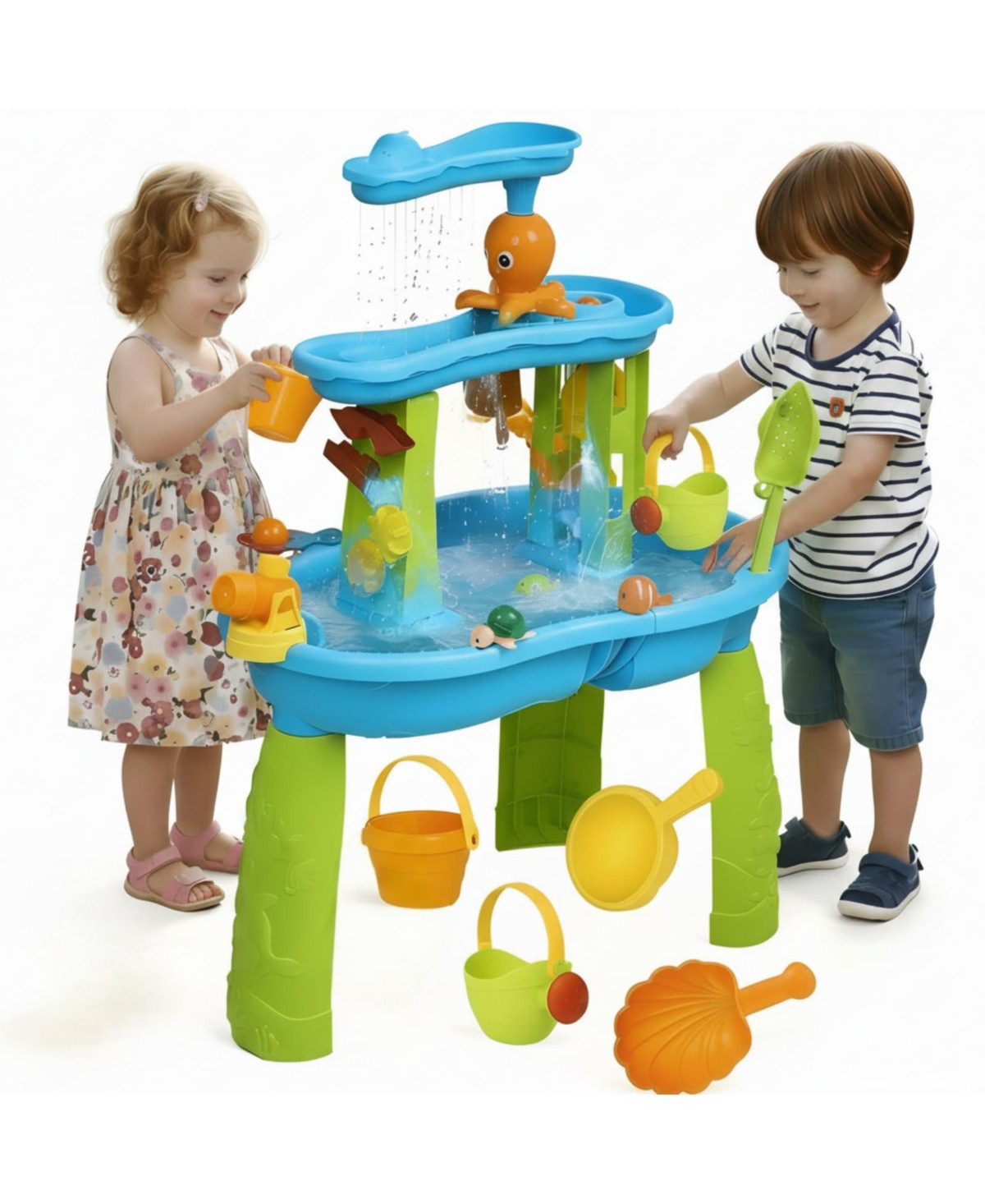 Gnuadz 3-Tier Water Table Kids Outdoor Sensory Play Summer Gift - Blue | Macy's