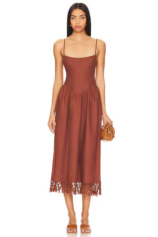 Tularosa Lexi Midi Dress in Chocolate Brown from Revolve.com | Revolve Clothing (Global)