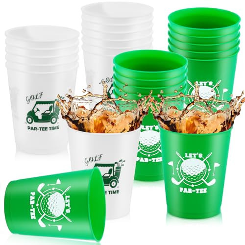 Lemicin 24 Pcs Golf Party Plastic Cups, 12Oz Reusable Football Plastic Tumblers Party Supplies Sports Game Day, Bulk Golf Themed Drinking Cups Party Decorations for Kids Birthday Family Dinner | Amazon (US)